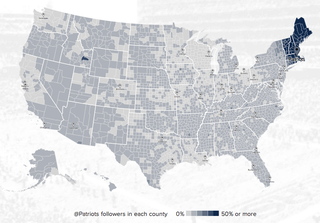 Illustration for article titled NFL Fans By U.S. County, According to Twitter
